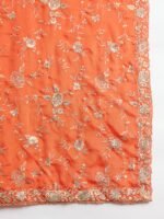 Vivid Orange Embroidered Chinon Anarkali Gown with Dupatta