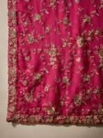 Vivid Orange Embroidered Chinon Anarkali Gown with Dupatta