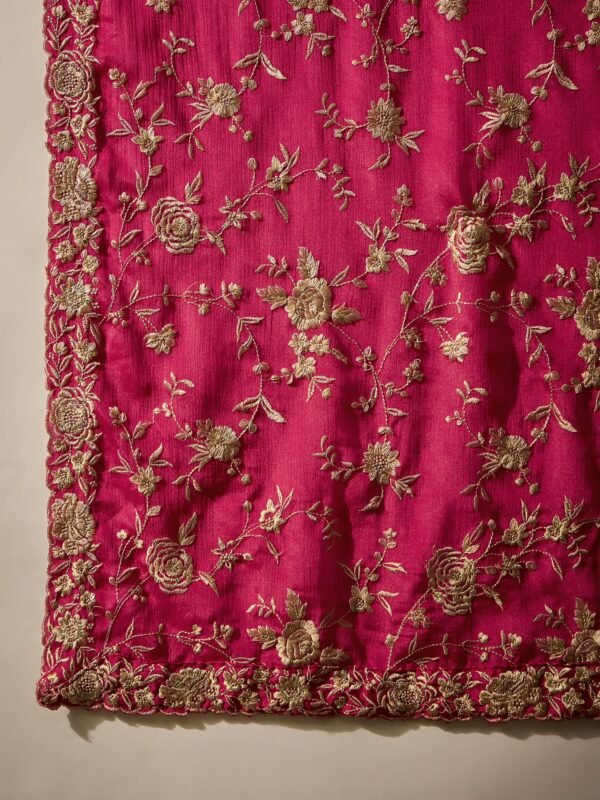 Vivid Orange Embroidered Chinon Anarkali Gown with Dupatta