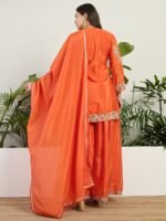 Purple Embroidered Kurta Palazzo | Collar Neck | Above Knee