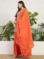 Purple Embroidered Kurta Palazzo | Collar Neck | Above Knee