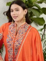 Purple Embroidered Kurta Palazzo | Collar Neck | Above Knee