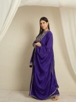 Purple Embroidered Kurta Palazzo | Collar Neck | Above Knee