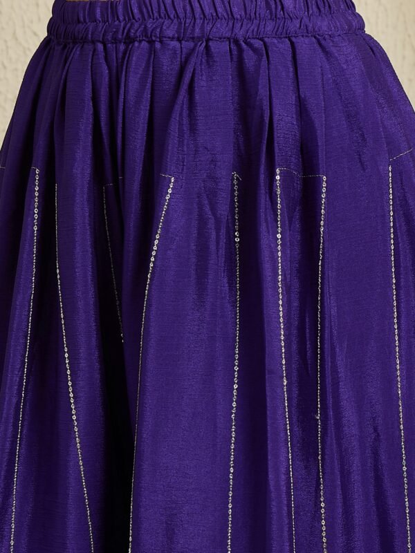 Purple Embroidered Kurta Palazzo | Collar Neck | Above Knee