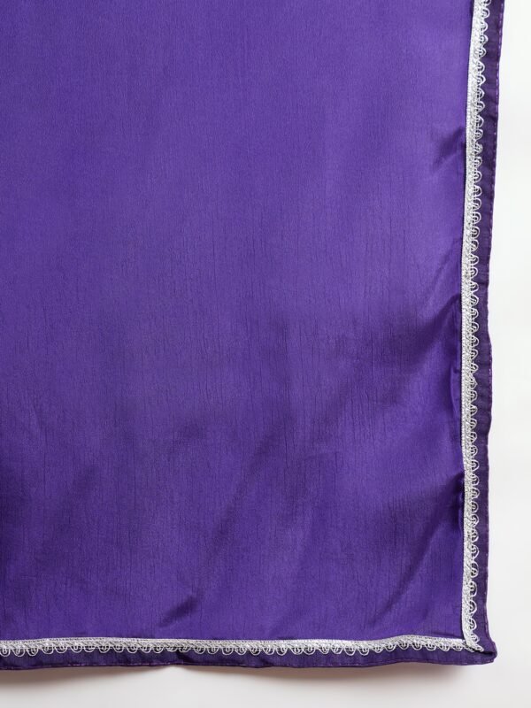 Purple Embroidered Kurta Palazzo | Collar Neck | Above Knee