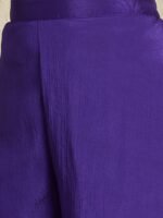 Opulent Purple Embroidered Chinon Crop Top, Palazzo & Long Jacket Set with Dupatta