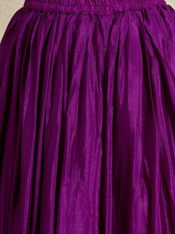Glorious Purple Embroidered Chinon A-Line Kurta Lehenga Set with Dupatta