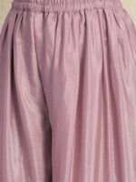 Shimmering Light Pink Embroidered Chinon Short Kurta Palazzo Set with Dupatta