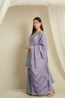 Shimmering Light Pink Embroidered Chinon Short Kurta Palazzo Set with Dupatta