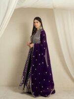 Regal Purple Faux Georgette Embroidered Anarkali Lehenga Set