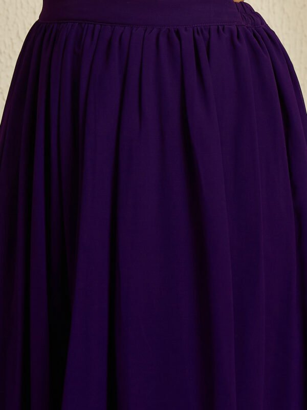 Regal Purple Faux Georgette Embroidered Anarkali Lehenga Set