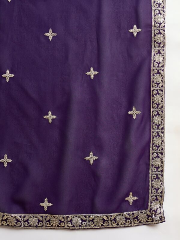 Regal Purple Faux Georgette Embroidered Anarkali Lehenga Set