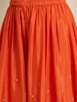 Dazzling Orange Embroidered Chinon Straight Kurta Palazzo Set with Bandhani Dupatta