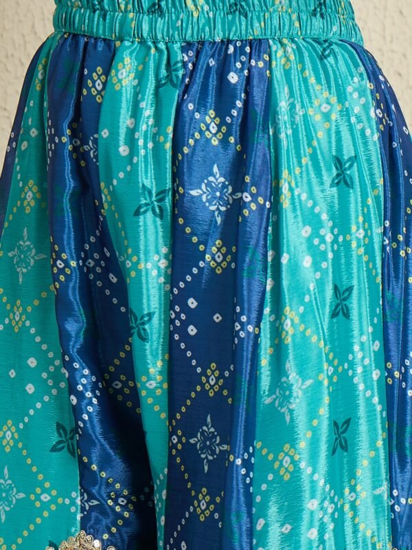 Ombre Teal & Blue Chinon Embroidered Kurta Palazzo Set