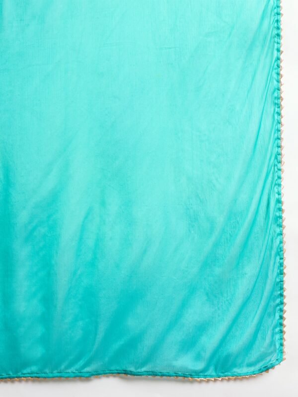 Ombre Teal & Blue Chinon Embroidered Kurta Palazzo Set