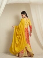 Ombre Teal & Blue Chinon Embroidered Kurta Palazzo Set