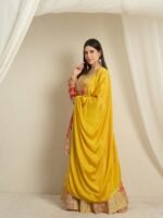 Ombre Teal & Blue Chinon Embroidered Kurta Palazzo Set