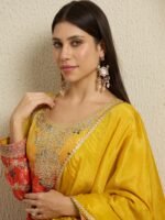 Ombre Teal & Blue Chinon Embroidered Kurta Palazzo Set