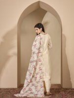 Dreamy Light Blue Floral Embroidered Chinon Kurta Palazzo Set with Dupatta