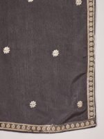 Captivating Black Embroidered Chinon Straight Kurta Palazzo Set with Dupatta