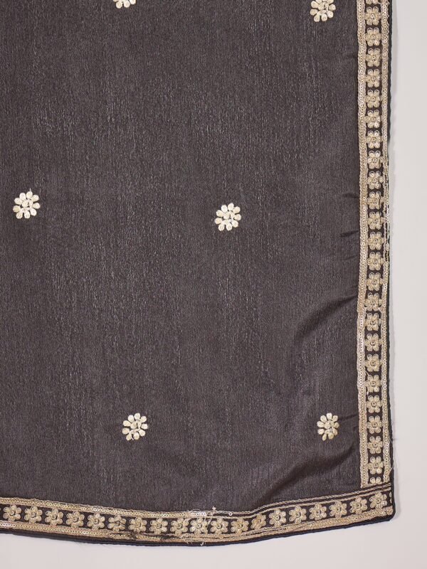 Captivating Black Embroidered Chinon Straight Kurta Palazzo Set with Dupatta