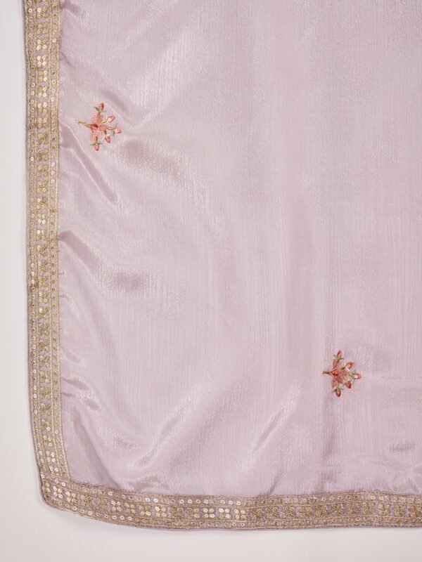 Sophisticated Grey Floral Embroidered Chinon Kurta Palazzo Set with Dupatta
