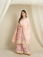 Ethereal Light Pink Embroidered Chinon Kurta Palazzo Set