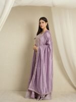 Luminous Light Purple Embroidered Vichitra Silk Anarkali Palazzo Set