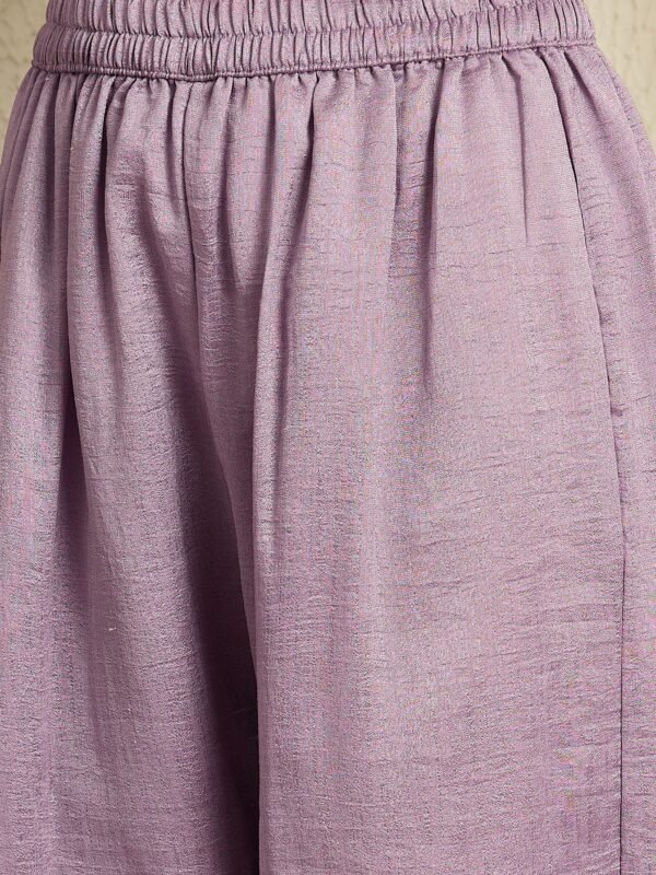 Luminous Light Purple Embroidered Vichitra Silk Anarkali Palazzo Set