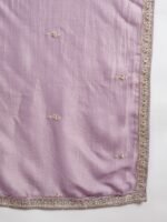 Luminous Light Purple Embroidered Vichitra Silk Anarkali Palazzo Set