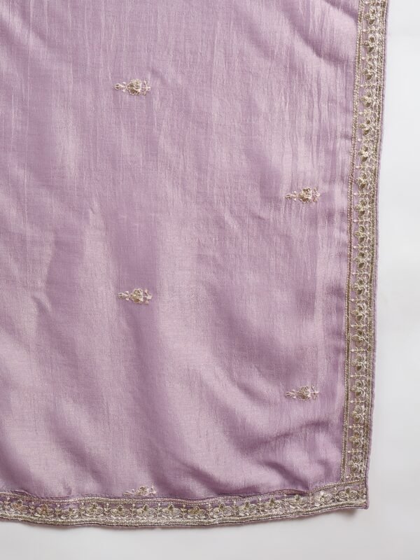 Luminous Light Purple Embroidered Vichitra Silk Anarkali Palazzo Set