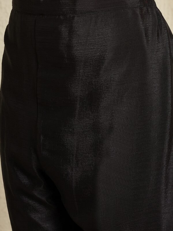 Captivating Black Embroidered Chinon Kurta Palazzo Set