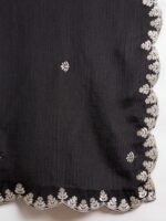 Captivating Black Embroidered Chinon Kurta Palazzo Set