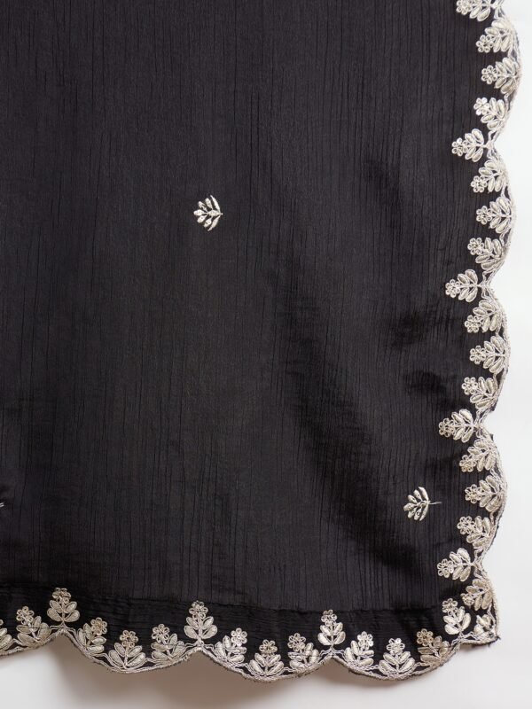 Captivating Black Embroidered Chinon Kurta Palazzo Set