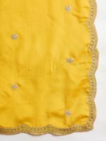 Elegant Yellow Chinon Embroidered Anarkali Kurta Palazzo Set