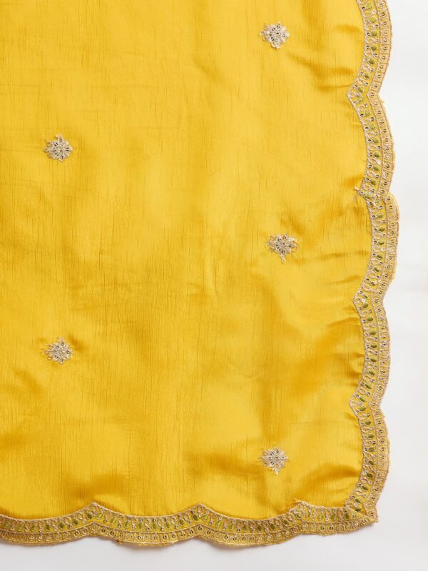 Elegant Yellow Chinon Embroidered Anarkali Kurta Palazzo Set