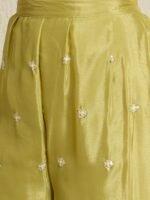 Alluring Green Embroidered Chinon Short Kurta Palazzo Set