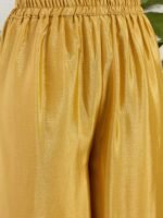 Dazzling Yellow Chinon Embroidered A-Line Kurta Palazzo Set