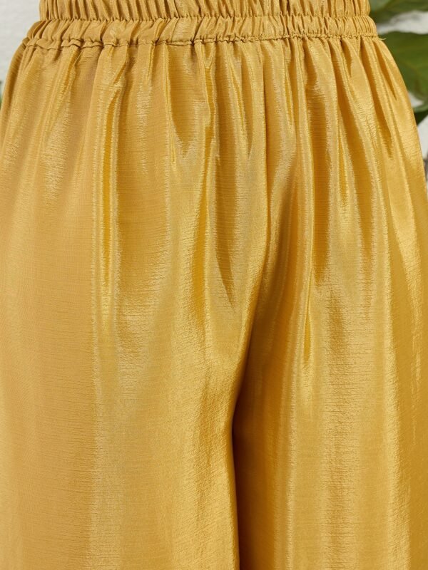 Dazzling Yellow Chinon Embroidered A-Line Kurta Palazzo Set