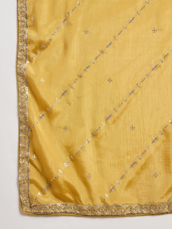 Dazzling Yellow Chinon Embroidered A-Line Kurta Palazzo Set