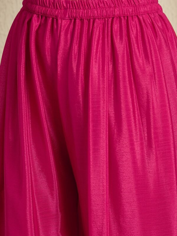 Radiant Pink Embroidered Chinon Kurta Palazzo Set