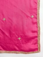 Radiant Pink Embroidered Chinon Kurta Palazzo Set