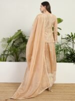 Brown Embroidered Organza Kurta Lehenga Set with Dupatta