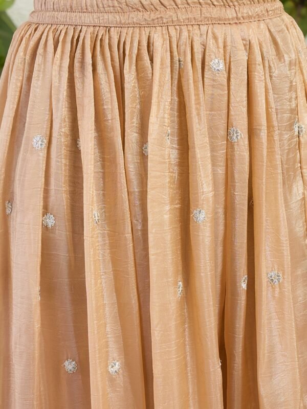 Brown Embroidered Organza Kurta Lehenga Set with Dupatta