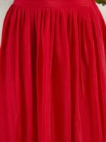 Exquisite Red Chinon Embroidered Front-Slit Kurta Lehenga Set