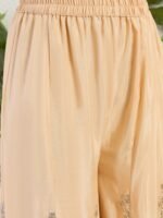 Cream Chinon Embroidered Straight Kurta Palazzo Set with Dupatta