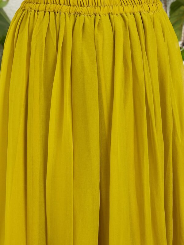 Vibrant Lime Green Georgette Embroidered Peplum Lehenga Set
