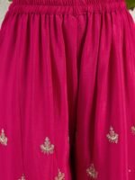 Pink Embroidered Chinon Straight Kurta Palazzo Set with Dupatta