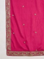 Pink Embroidered Chinon Straight Kurta Palazzo Set with Dupatta