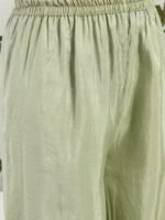 Pista Embroidered Organza Straight Kurta Palazzo Set with Dupatta